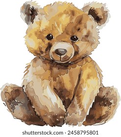 Watercolor illustration cute little bear 