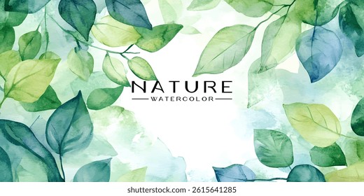 Watercolor illustration of delicate leaves and branches. watercolor painting of lush green leaves, branches, and pastel colors