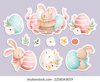 Watercolor Illustration Easter Sticker theme