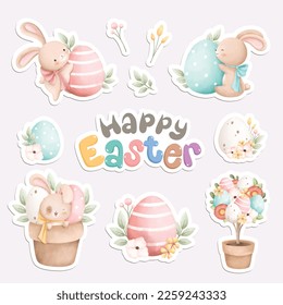 Watercolor Illustration, Easter Sticker theme