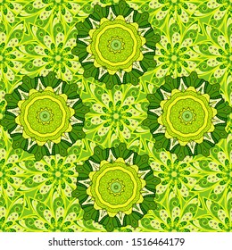 Watercolor illustration. Flowers on black, yellow and green colors. Hand drawn. Seamless pattern with flowers.