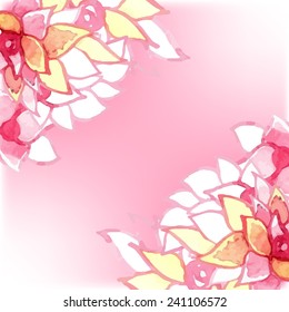 Watercolor illustration of flowers and petals - vector greeting card