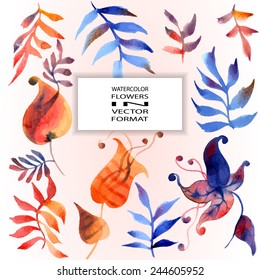 Watercolor illustration of flowers in vector format