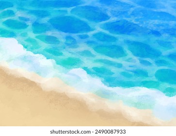 Watercolor illustration of a gentle shore