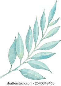 Ilustração em aquarela de folhas verdes