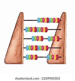 watercolor illustration hand drawn abacus
