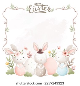 Ilustración de acuarela. Felices antecedentes de Pascua. Excelente para tarjeta, saludo, invitación, fondo