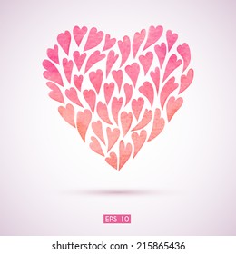 Watercolor illustration of a heart for Valentine's day or wedding. EPS 10. Transparency. Gradients.