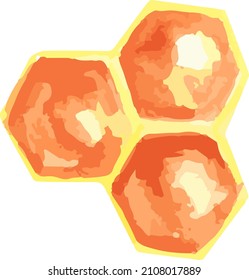 watercolor illustration of the honeycomb icon