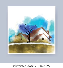 Watercolor illustration of a house