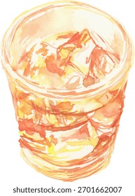Watercolor illustration of iced tea, vector