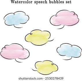 A watercolor illustration of a loose and cute speech bubble. A rough and stylish impression. Vector illustration.