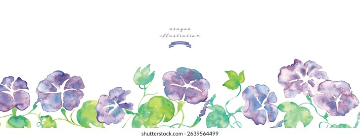 Watercolor illustration of morning glory. Summer morning glory vector watercolor. Summer watercolor background.