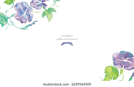 Watercolor illustration of morning glory. Summer morning glory vector watercolor. Summer watercolor background.