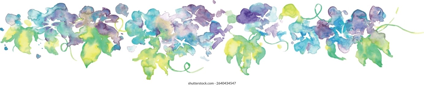 Watercolor illustration of morning glory. Vector illustration of morning glory in watercolor. Japanese summer morning glory background.