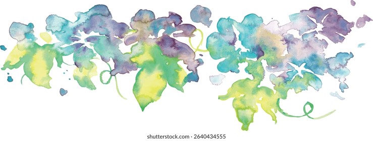 Watercolor illustration of morning glory. Vector illustration of morning glory in watercolor. Japanese summer morning glory background.