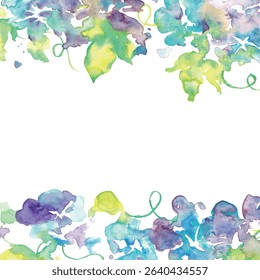 Watercolor illustration of morning glory. Vector illustration of morning glory in watercolor. Japanese summer morning glory background.