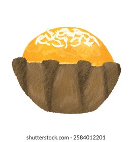 Watercolor Illustration of a Nastar Cookie in a Dark Brown Paper Cup. Perfect for Branding and Food Packaging.