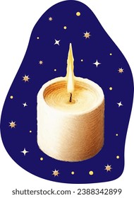 Watercolor illustration of natural candles glowing at night