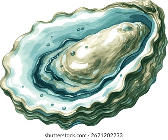 Ilustração em aquarela de uma ostra