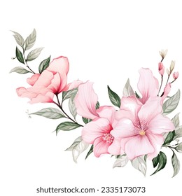 Watercolor illustration. Painted composition of flowers 