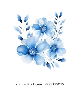 Watercolor illustration. Painted composition of flowers. Element for design