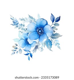 Watercolor illustration. Painted composition of flowers with butterfly. Element for design