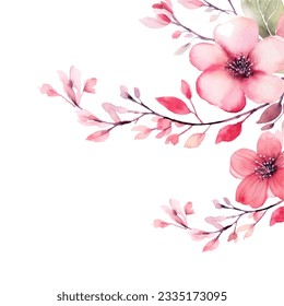 Watercolor illustration. Painted composition of flowers 