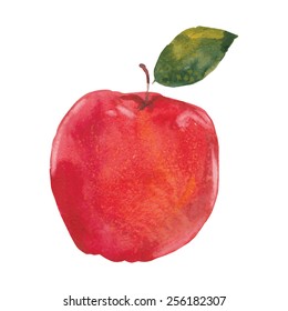 Watercolor illustration of red apple