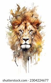 Watercolor Illustration Safari Animal, digital art. isolated white background. paint splash