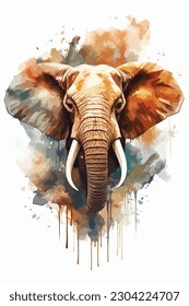 Watercolor Illustration Safari Animal, digital art. isolated white background. paint splash