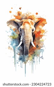 Watercolor Illustration Safari Animal, digital art. isolated white background. paint splash