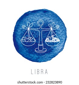 Watercolor illustration of the scales (Libra). Part of the set with horoscope zodiac signs. EPS 10. No transparency. No gradients.