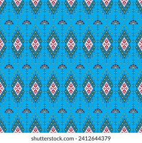 watercolor illustration seamless vector pattern from red flowers brown and green leaves isolated on a white background for fabric clothes Ethnic design