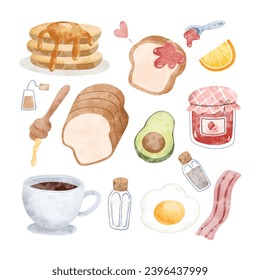 Acuarela Ilustración del desayuno