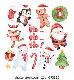 Watercolor illustration set of Christmas Clipart