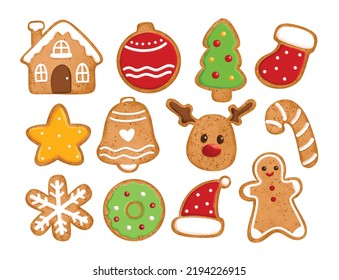 Watercolor Illustration set of Christmas cookies