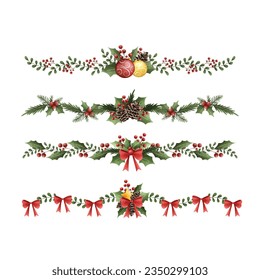 Watercolor illustration set of Christmas ornaments