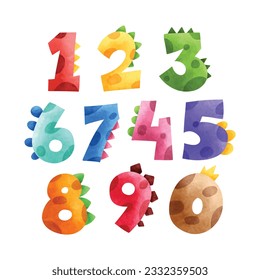 Watercolor illustration set of cute colorful numbers