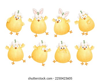 Acuarela Ilustración de Chick de Pascua