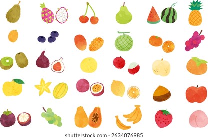 Watercolor illustration set of fruits