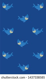 watercolor illustration of shark pattern vector