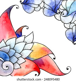 Watercolor illustration of shell flower in vector format