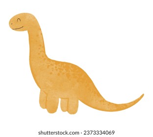 Watercolor illustration of a smiling dinosaur, suitable for children's category.