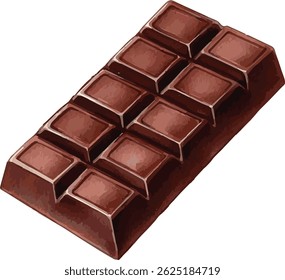 Watercolor illustration of a sweet dark chocolate