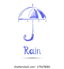Watercolor illustration of an umbrella. Vector.