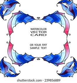 Watercolor illustration in vector format - decorative petals and water waves