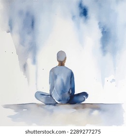 A Watercolor Illustration of a Yogi in a Meditative Pose