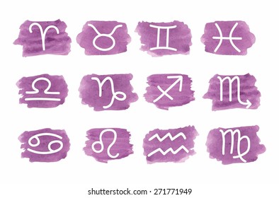 watercolor illustration of zodiac signs