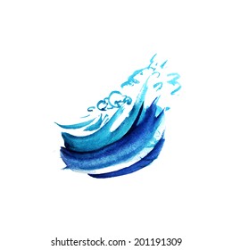 watercolor image of blue wave, vector